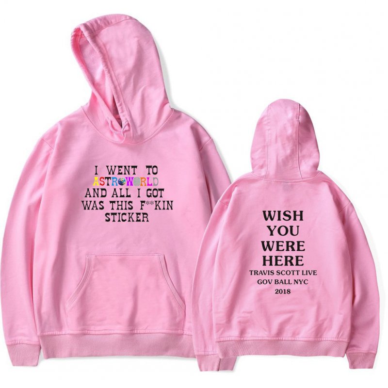 Travis Scotts ASTROWORLD Long Sleeve Printing Hoodie Casual Loose Tops Hooded Sweater A pink_XL