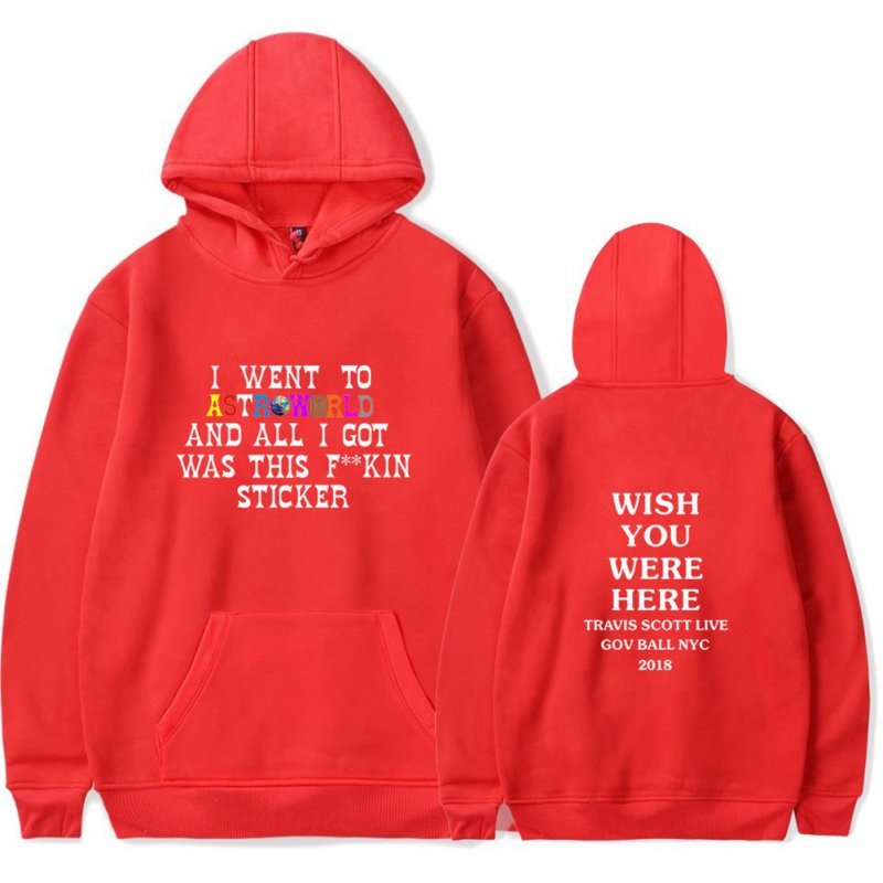 Travis Scotts ASTROWORLD Long Sleeve Printing Hoodie Casual Loose Tops Hooded Sweater A red_XL
