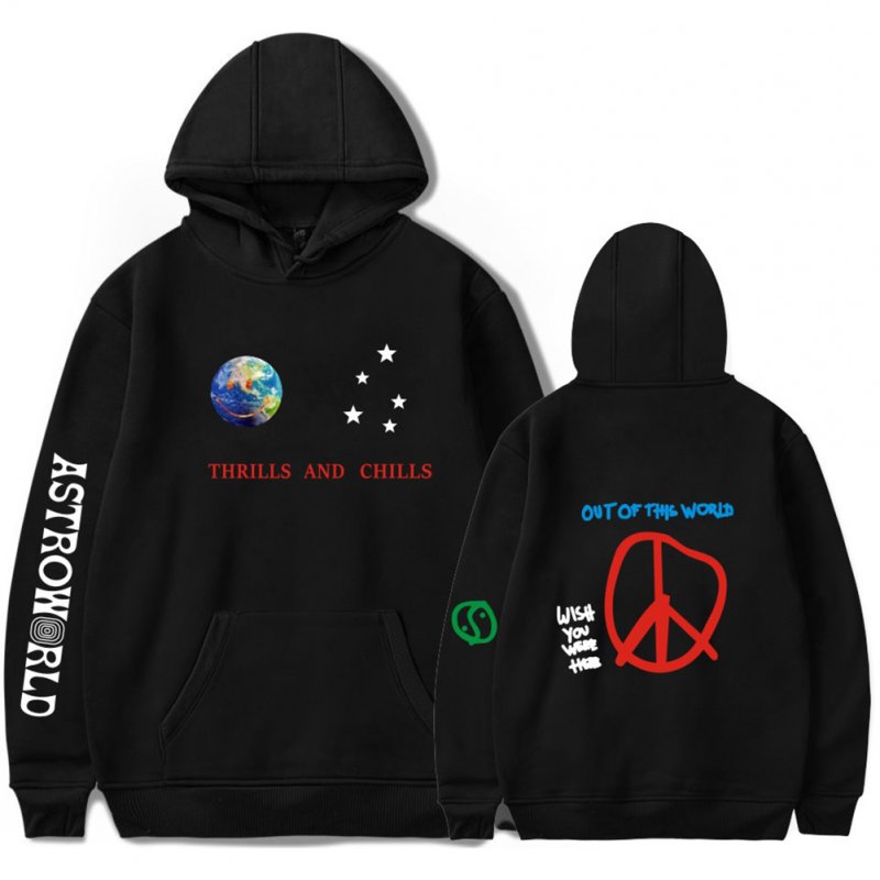 Travis Scotts ASTROWORLD Long Sleeve Printing Hoodie Casual Loose Tops Hooded Sweater E black_XL