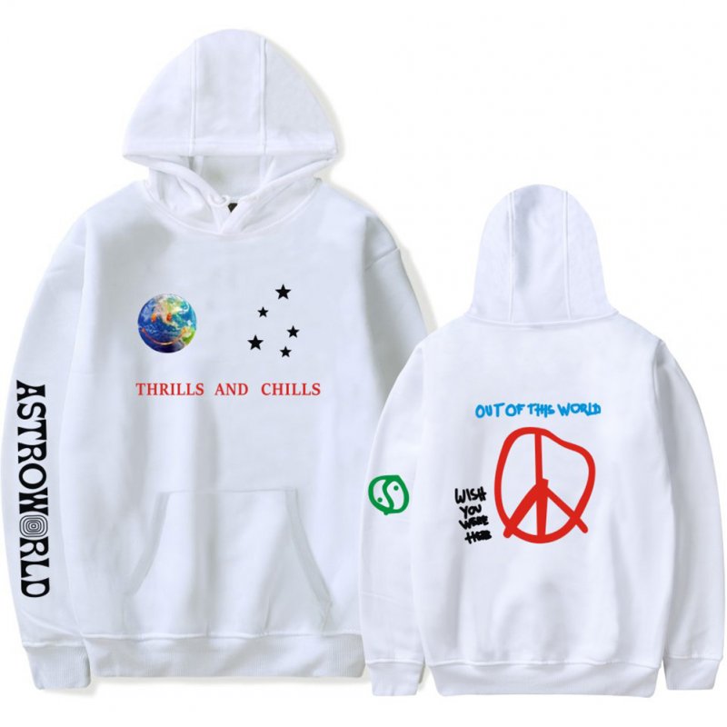 Travis Scotts ASTROWORLD Long Sleeve Printing Hoodie Casual Loose Tops Hooded Sweater E white_XL
