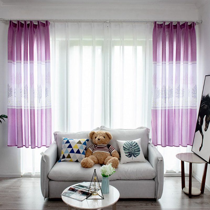 Tree Printing Curtains for Window Drapes Modern Shade Curtain for Living Room Bedroom purple_1 * 2m high hook