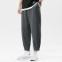 Trendy Men Loose Sports Pants Summer Thin Ethnic Style Solid Color Pants Casual Straight Wide leg Trousers dark gray XL
