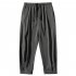 Trendy Men Loose Sports Pants Summer Thin Ethnic Style Solid Color Pants Casual Straight Wide leg Trousers dark gray XL
