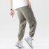 Trendy Men Loose Sports Pants Summer Thin Ethnic Style Solid Color Pants Casual Straight Wide leg Trousers dark gray XL