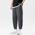 Trendy Men Loose Sports Pants Summer Thin Ethnic Style Solid Color Pants Casual Straight Wide leg Trousers dark gray XL