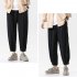Trendy Men Loose Sports Pants Summer Thin Ethnic Style Solid Color Pants Casual Straight Wide leg Trousers dark gray XL
