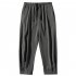 Trendy Men Loose Sports Pants Summer Thin Ethnic Style Solid Color Pants Casual Straight Wide leg Trousers dark gray 4XL