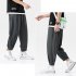 Trendy Men Loose Sports Pants Summer Thin Ethnic Style Solid Color Pants Casual Straight Wide leg Trousers green 3XL