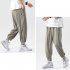 Trendy Men Loose Sports Pants Summer Thin Ethnic Style Solid Color Pants Casual Straight Wide leg Trousers green XL