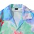Trendy Short Sleeves T shirt For Men Women Tie dye Printed Gradient Color Tops Lapel Loose Cardigan Shirts As shown 3XL