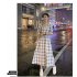 Trendy V Neck Dress For Women Summer Short Sleeves High Waist Long Skirt Elegant Plaid Printing A line Skirt White 2XL