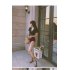 Trendy V Neck Short Sleeves Bikini Swimsuit For Women Sexy High Waist Backless Push Up One piece Swimwear black M
