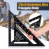 Triangle Ruler Angle Measuring Tool Metric Measurement System Aluminum Alloy Triangle Ruler Double Scale Miter Construction Rulers For Frame Roof 12 inch black 