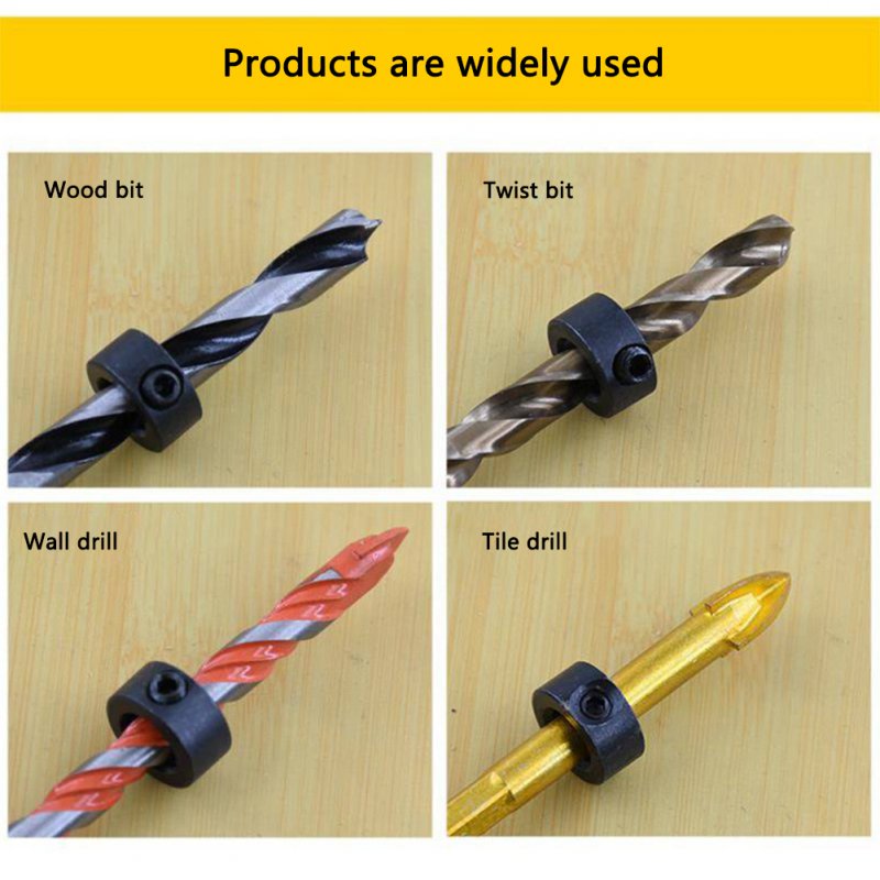 9 pcs 3-16mm Drill Bit Shaft Limited Ring with Wrench Woodworking Positioning Depth Stop Collars Screw Clamp Adjustment