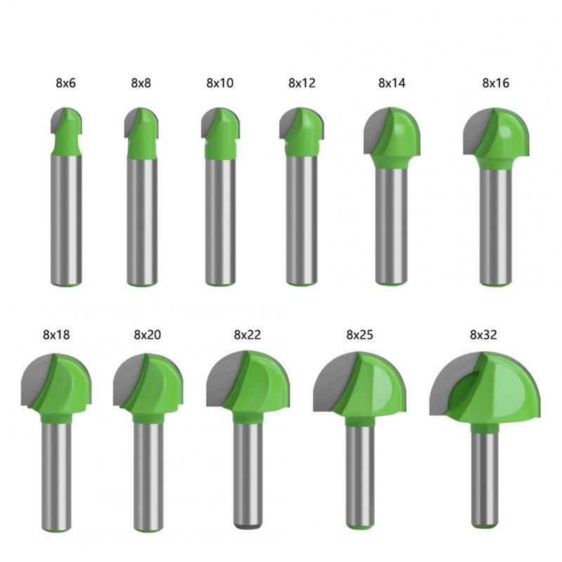 Tungsten Steel Alloy 8mm Shank Diameter Woodworking Semicircle Router Bit Tool