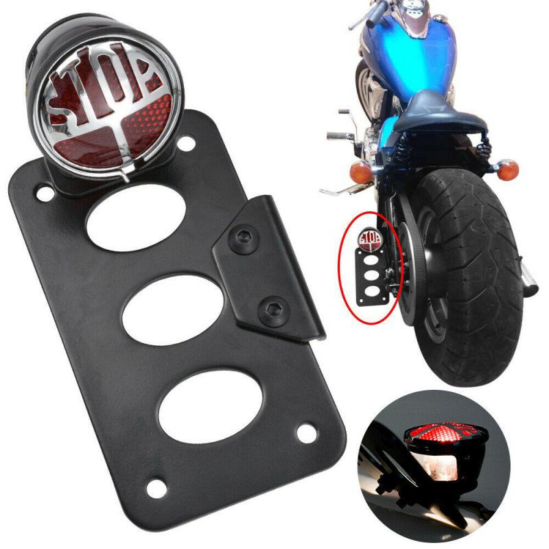 Motorcycle Side Mount Tail Light License Plate Bracket for  Chopper Bobber 