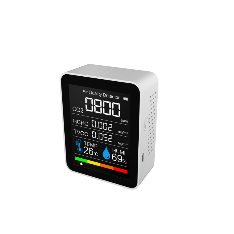Tvoc Carbon  Dioxide  Detector With Intelligent Color Screen Display Real-time Monitoring And Display white