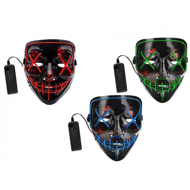 Twister.CK 2PCS LED Masks Halloween Scary Masks Cosplay LED Costume Masks Set EL Wire Light up Novelty Masks for Halloween Festival Party