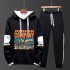 Two piece Sweater Suits Long Sleeves Hoodie Drawstring Pants Sports Wear for Man 4  XXL
