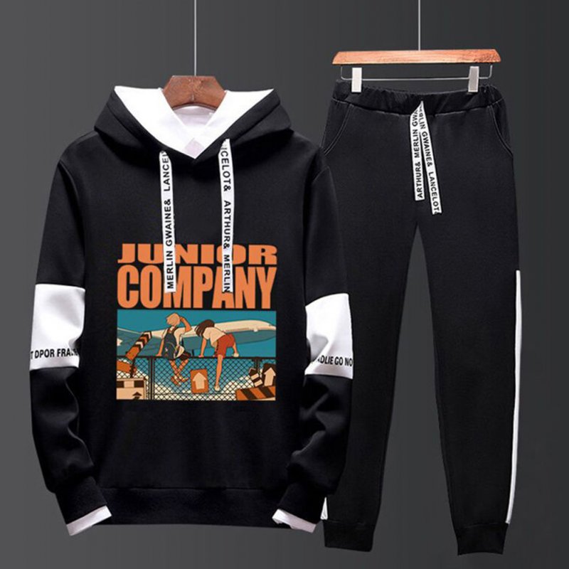 Two-piece Sweater Suits Long Sleeves Hoodie+Drawstring Pants Sports Wear for Man 4#_XXL