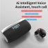 Tws Bluetooth  Headset Binaural Digital Display Touch Noise Reduction Mini Wireless Headphone Silver white
