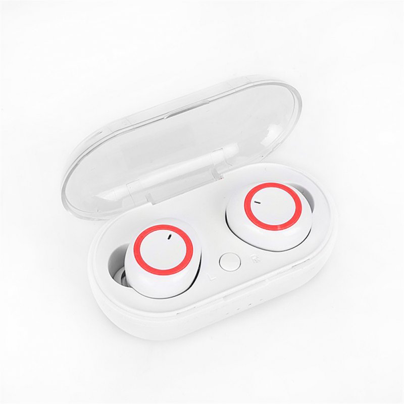 Tws Bluetooth-compatible 5.0 Wireless  Stereo  Earphone In-ear Noise Cancelling Waterproof Headphones Headset With Charging Case white red