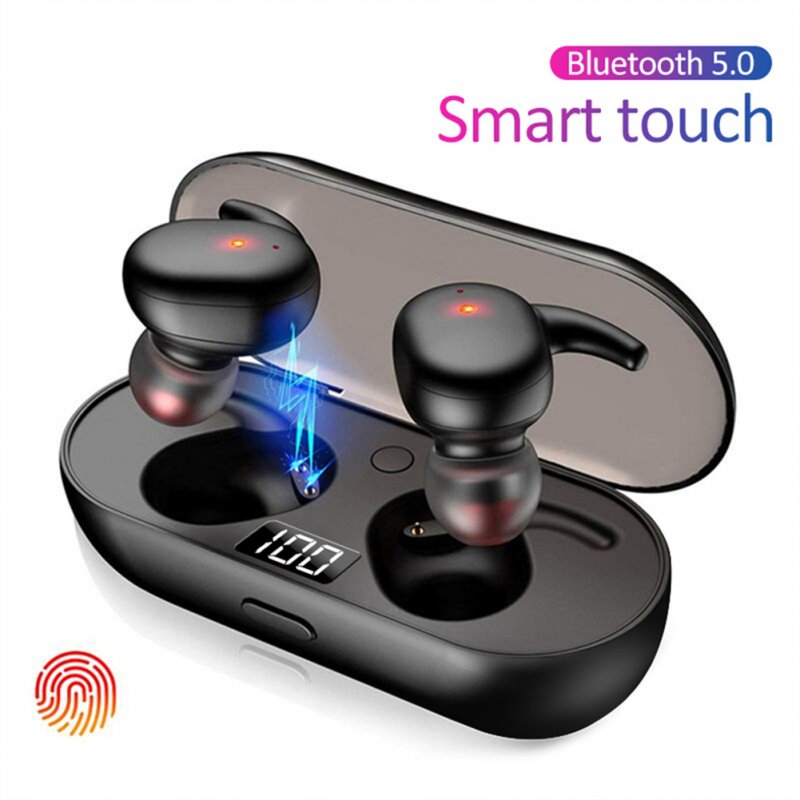 Tws Bluetooth-compatible 5.0 Wireless  Stereo  Earphones Earbuds Digital Display In-ear Noise Reduction Waterproof Headphone With Charging Case black