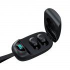 Tws Wireless Headset Digital Display Touch-control Bluetooth-compatible 5.0 Noise Reduction Sports Earphone JS25 Black