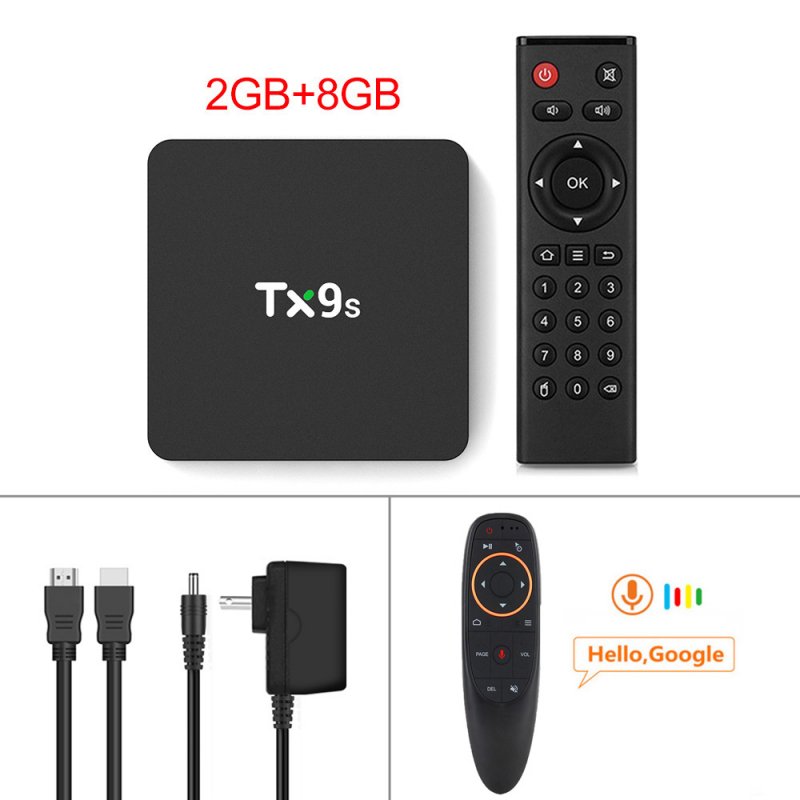 Tx9s Media  Player Abs Material Android Smart Network Tv Box With Remote Control 2+8G_US standard+G10S remote control