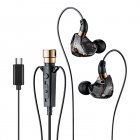 Typ-c Wired Headset 1.2m with Microphone Earbud In-ear Headphones Black 