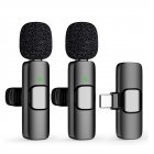Type C Mini Wireless Lavalier Microphone 1 To 2 Noise Reduction Lapel Mic Clip On Microphone For Video Vlog Recording One to two type C interfaces