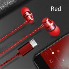 Type C Plug Ear Earphone Headset Headphone Earbuds for Huawei P20 pro HTC Nexus red