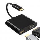 Type C To Hdmi-compatible Vga 2-in-1 Adapter Usb C To Hdmi-compatible 4k Vga 1080p Converter For Phone Computer Notebook black