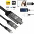 Type C to HDMI HDTV Cable Adapter with USB 4K30HZ High Definition gray