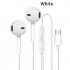 Type c In ear Mobile Wire Control Headset Bass Stereo Music Earphones Sports Earbuds With Microphone White