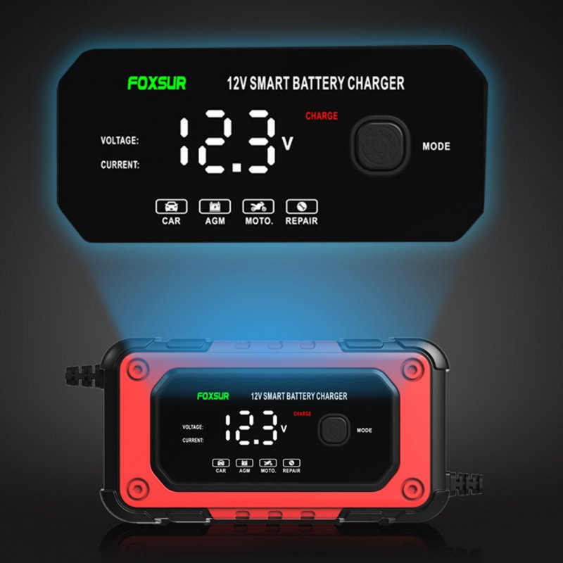 Car Battery Charger 12V 6-Amp Fully Automatic Smart Battery Charger Screen Display Trickle Charger Maintainer 