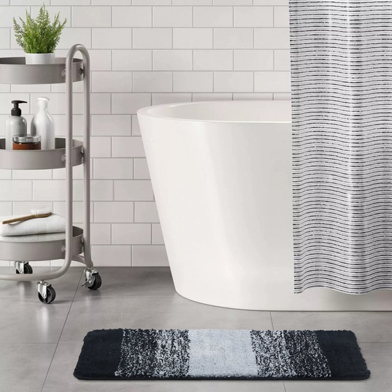 Bathroom Rugs Soft Super Absorbent Anti-slip Microfiber Bath Mat Modern Simple Carpet For Tub Shower coffee color 45 x 65CM