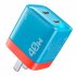 U128 USB C Wall Charger Block 40W Pd Power Fast Type C Charging Block Plug Double Ports Adapter EU Plug Yellow