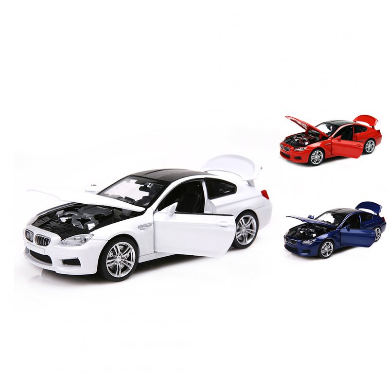 1:32 M6 Simulation Pull Back Alloy Car With Light Sound Openable Door Diecast Vehicle Model With Base Birthday Xmas Gifts For Kids 