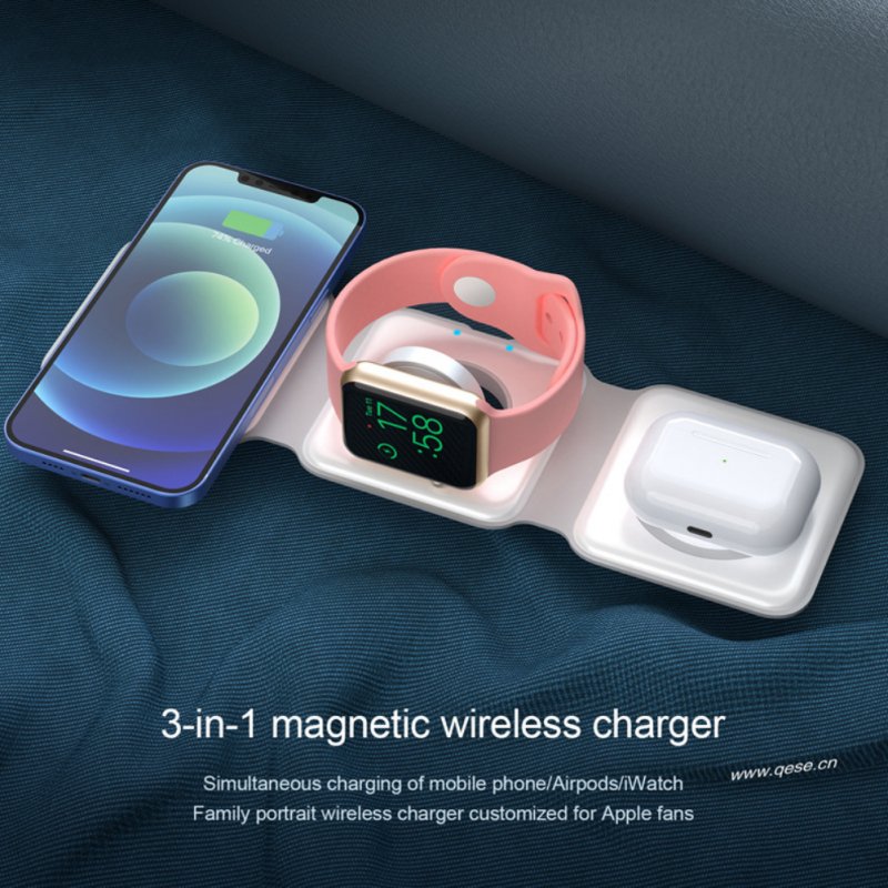 3-in-1 Wireless Charger Compatible for Magsafe Magnetic Foldable Charging Station for iPhone 12 
