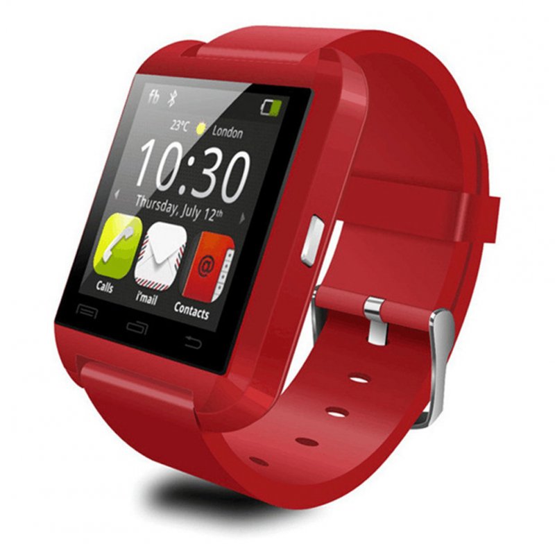 U8 Bluetooth Smart Watch Anti-lost Pedometer Stopwatch Heart Rate Detection Health Tracker Red