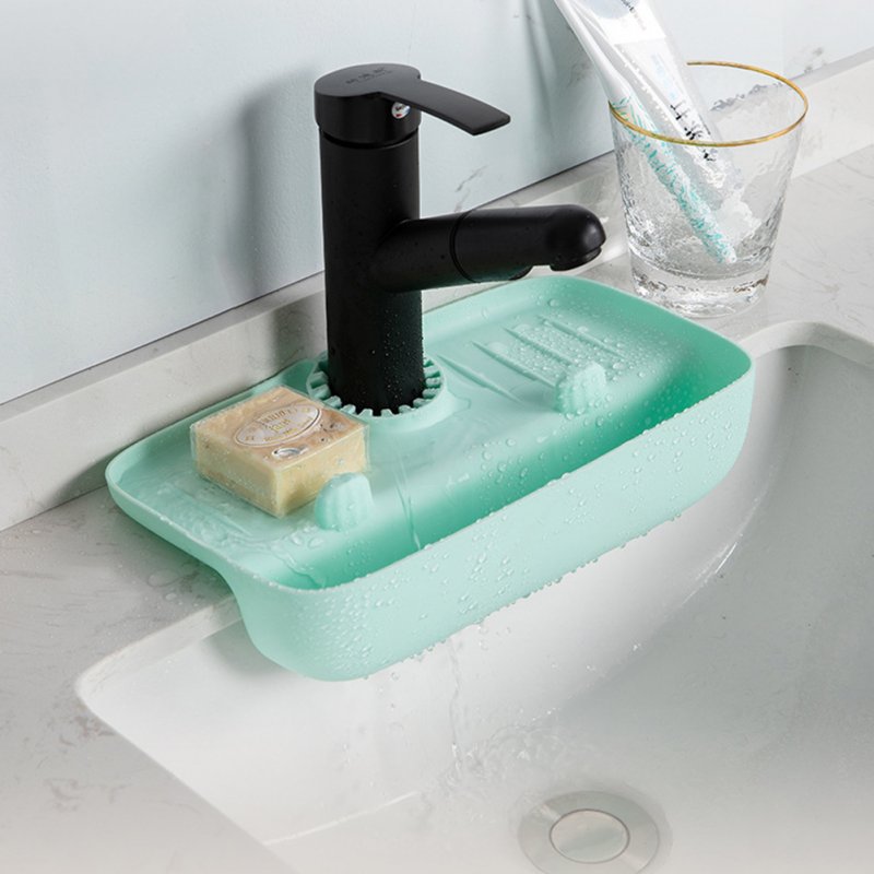 Kitchen Faucet Drain Rack Multi-purpose Anti-splash Non-slip Soap Sponge Wipe Sink Tray Holder Drain Basket