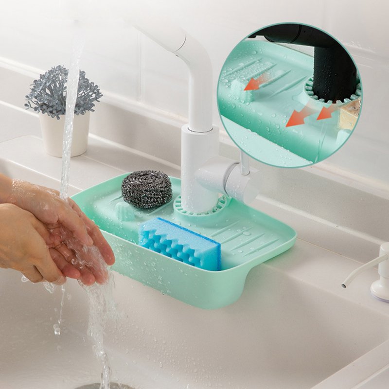 Kitchen Faucet Drain Rack Multi-purpose Anti-splash Non-slip Soap Sponge Wipe Sink Tray Holder Drain Basket