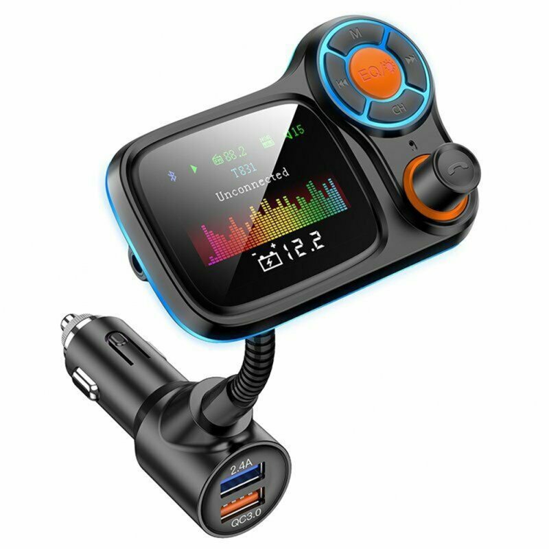 Car Mp3  Player Wireless Bluetooth-compatible T831 Lossless Sound Quality Qc3.0 Fast Charging With Atmosphere Light Fm Transmitter 