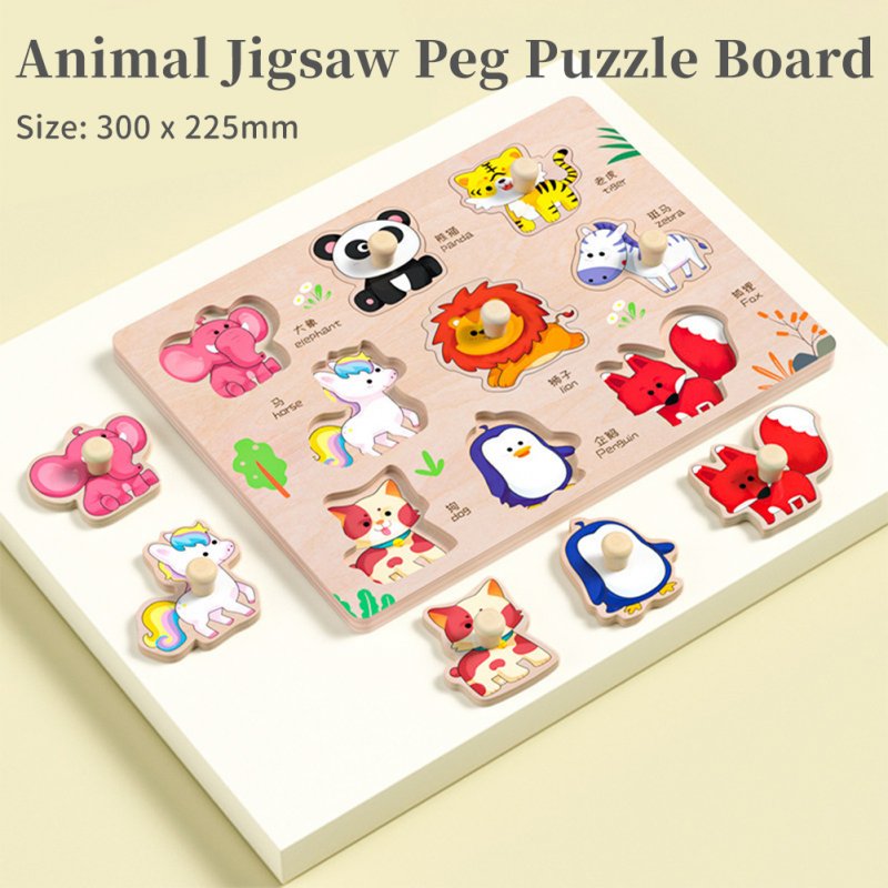 Wooden Puzzles For Toddlers 0-3 Years Old Wooden Peg Animal Traffic Shape Jigsaw Puzzles Early Educational Toys For Kids 