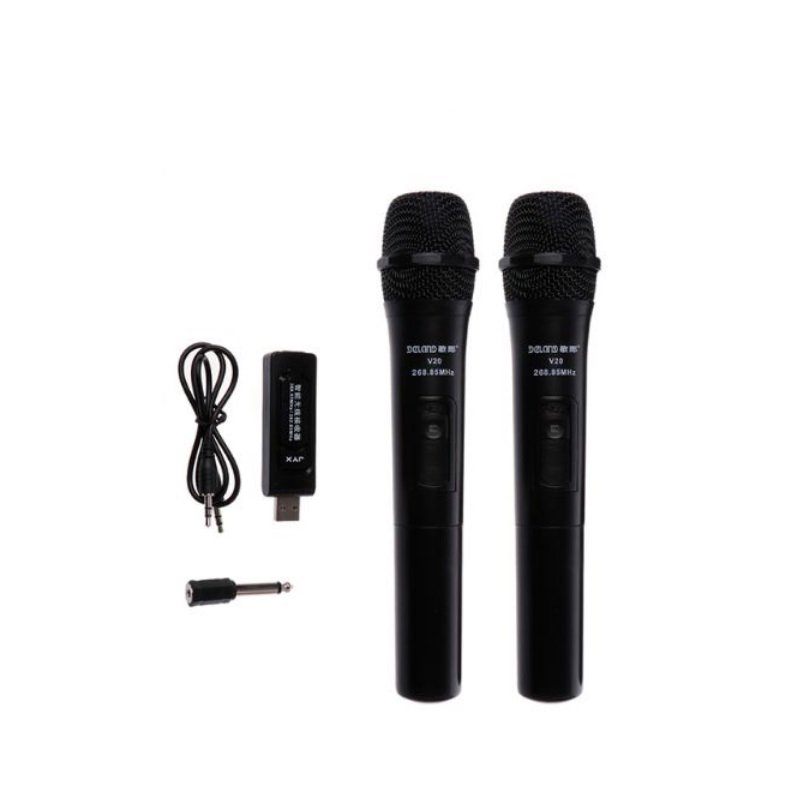 UHF USB 3.5mm 6.35mm Wireless Microphone Megaphone Handheld Mic with Receiver for Karaoke Speech Loudspeaker 2pcs