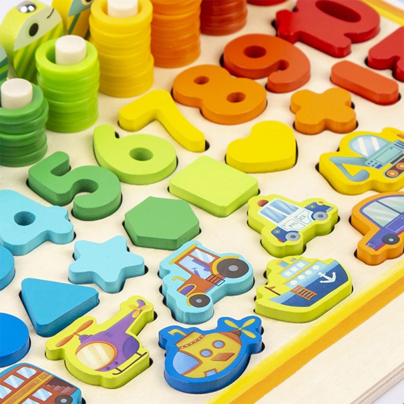 Busy School Bus Wooden Alphabet Number Shape Puzzles Toys Toddlers Fishing Toy Rings Counting Sorting Educational Math Toys For Boys Girls busy school bus