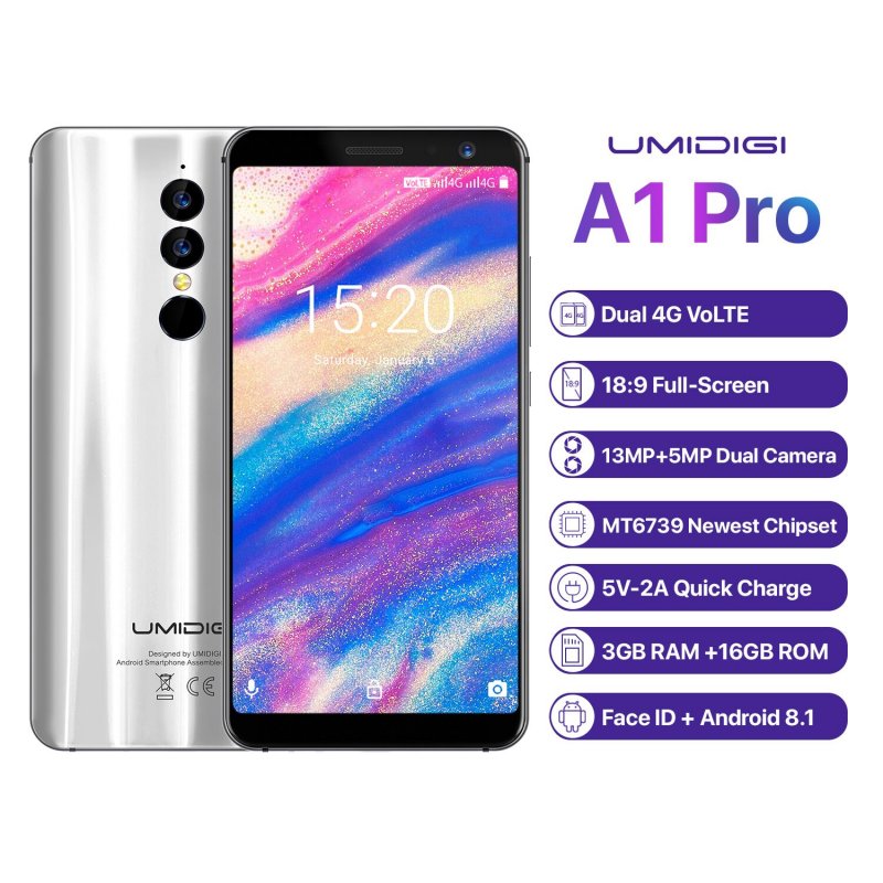 UMIDIGI A1 Pro  4G Smartphone (Silver)