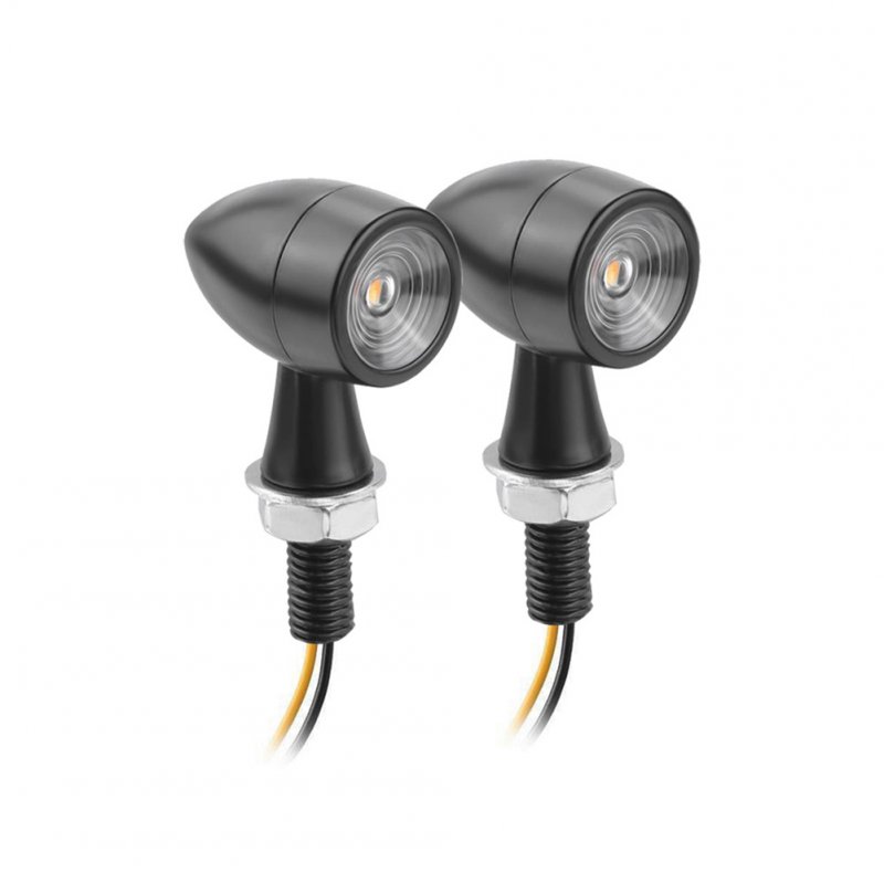 US 1 Pair Aluminum + Pc Lens Motorcycle  Led  Mini  Turn  Signal Waterproof Anti-scratch Retro Style Metal Signal Light 2 packs