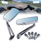 US 1 Pair Motorcycle Rearview Mirror Retro Square Anti-glare Aluminum Side Mirrors Modified Accessories plating